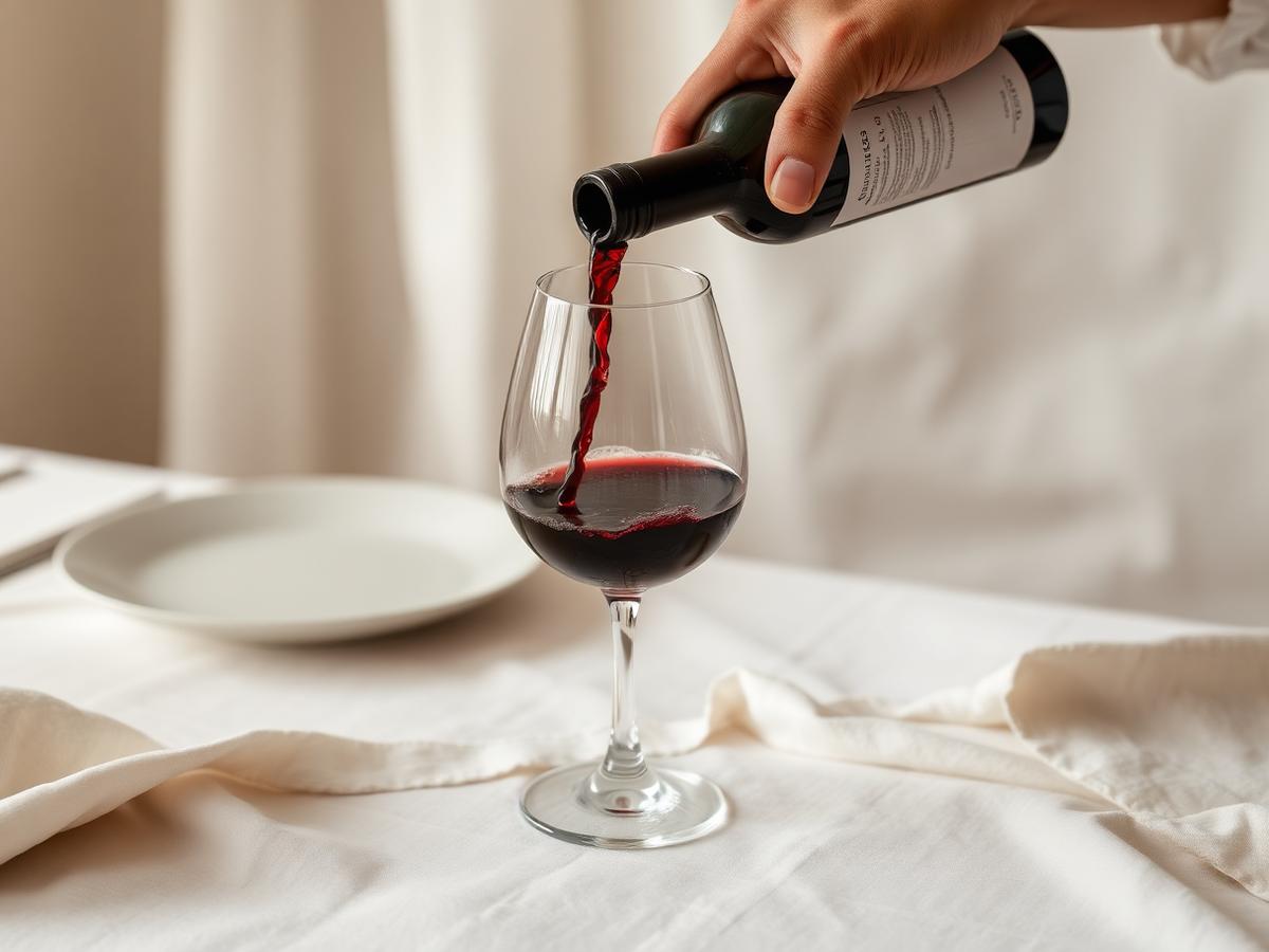 Serviço de vinho em uma mesa posta